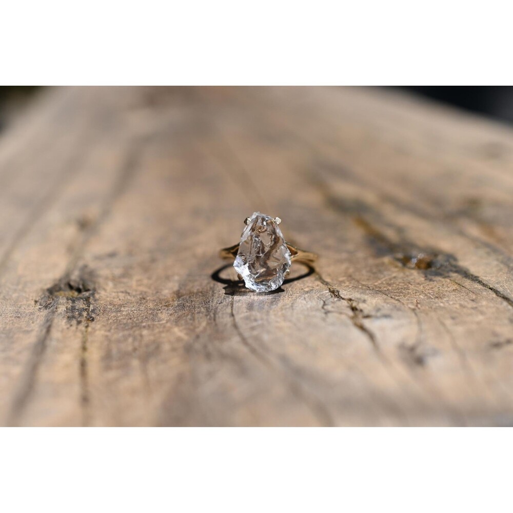 Solid 14k yellow gold engagement ring with Lake County diamond size 5.75